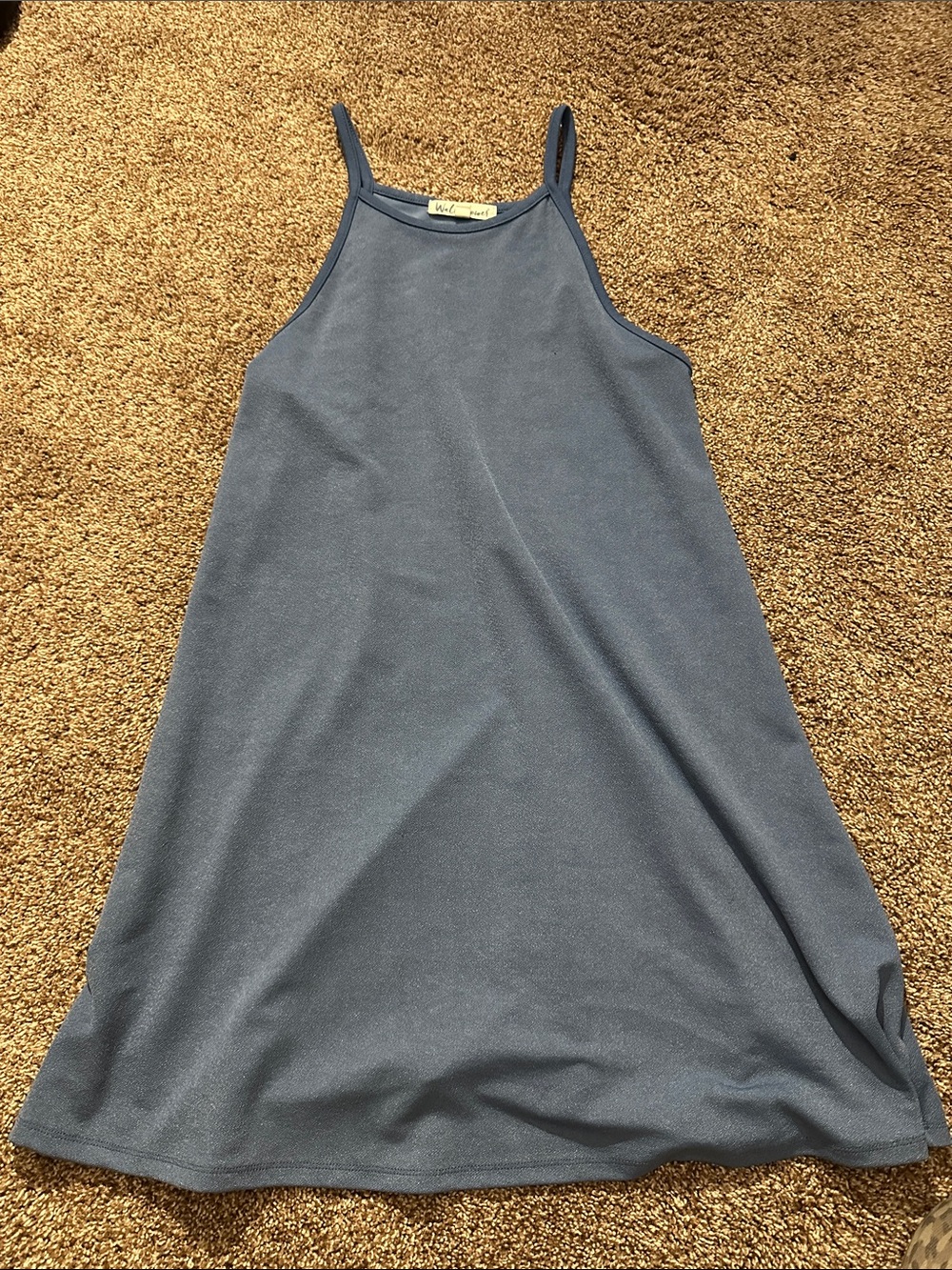 Simple Navy Blue Halter Tank Dress
